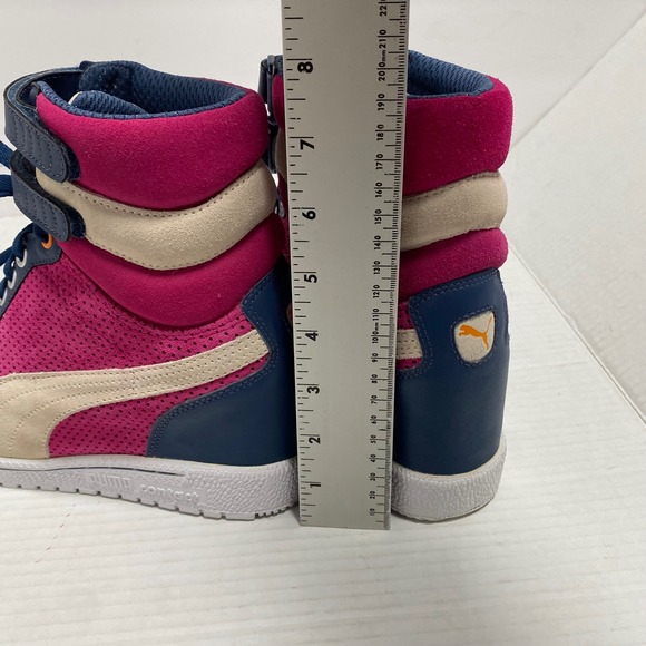 Puma Sky Hidden Wedge High Top Sneakers Pink Navy Women 8 Streetwear Color Block - Picture 12 of 12